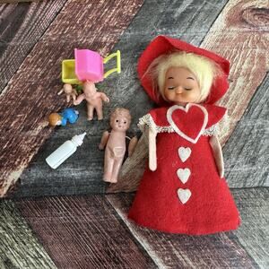 Lot Of Vintage Baby Dolls From Tiny To Small Plus Baby Bottle & Stroller